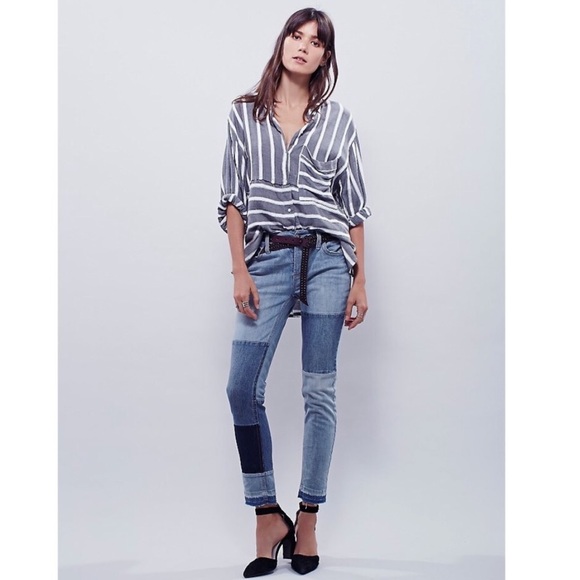 Free People Denim - RARE FP Jax Patched Relaxed Skinny Jeans 27